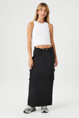 Women's French Terry Toggle Maxi Skirt in Black Small