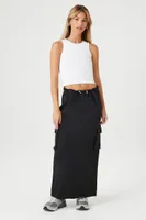 Women's French Terry Toggle Maxi Skirt in Black, XS