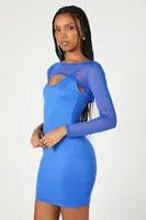 Women's Cami Mini Dress & Mesh Shrug Set in Blue Large