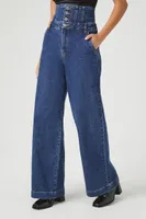 Women's Ultra High-Rise Wide-Leg Jeans Dark Denim,