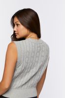 Women's Cable Knit Sweater Vest in Heather Grey Small