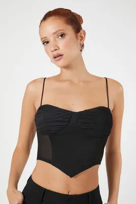 Women's Mesh Cropped Cami in Black, XL