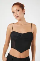 Women's Mesh Cropped Cami in Black, XS