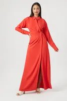 Women's Pleated Maxi Shirt Dress XS