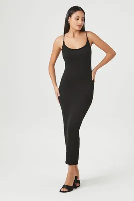 Women's Bodycon Midi Cami Dress in Black Medium