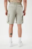 Men Drawstring Denim Shorts in Light Olive Small