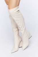 Women's Faux Leather Over-the-Knee Boots in Cream, 7