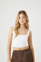 Women's Organically Grown Cotton Cropped Tank Top in White, XL