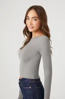 Women's Scoop-Back Crop Top in Dark Grey Small