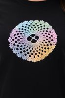 Women's Rainbow Crochet T-Shirt in Black, 3X