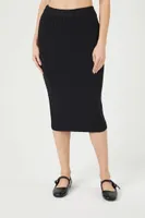 Women's Sweater-Knit Midi Pencil Skirt Black,