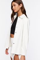 Women's Faux Leather Drop-Sleeve Jacket in Cream Medium