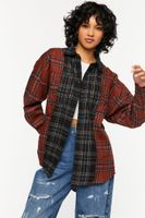 Women's Reworked Plaid High-Low Shirt in Brown Medium