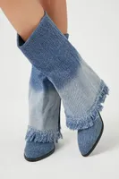 Women's Frayed Denim Overlay Boots , 7