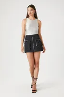 Women's Cargo Mini Skirt in Black Large