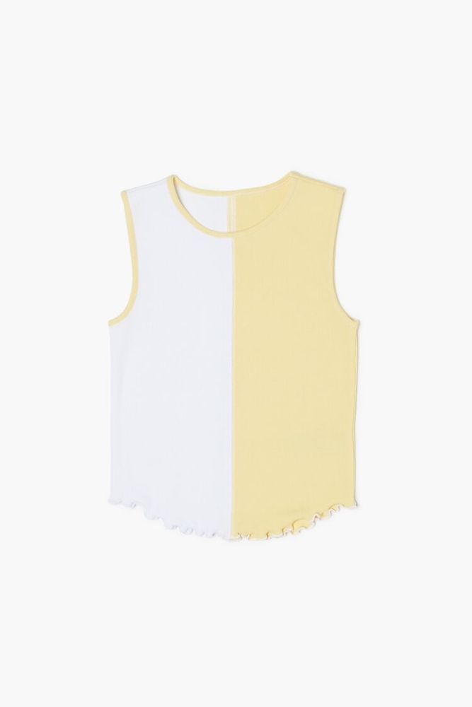 Girls Colorblock Tank Top (Kids) in Yellow/White, 11/12