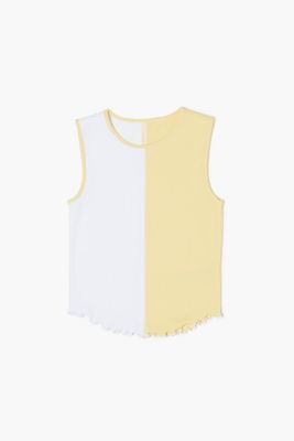 Girls Colorblock Tank Top (Kids) in Yellow/White, 11/12