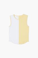 Girls Colorblock Tank Top (Kids) in Yellow/White, 11/12