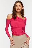 Women's Asymmetrical Cutout Top in Fuchsia Small