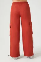 Women's Twill Side-Striped Cargo Pants Red/White,