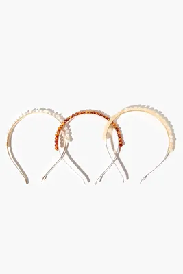 Faux Stone Headband Set - 3 Pack in Brown