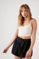 Women's Tie-Waist Mid-Rise Shorts in Black Medium