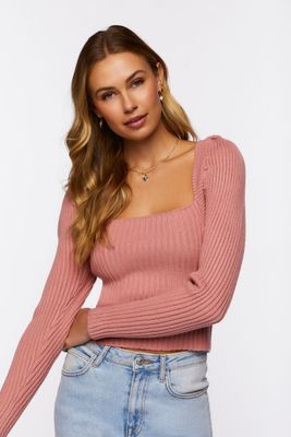 Women's Ribbed Tie-Back Fitted Sweater Large