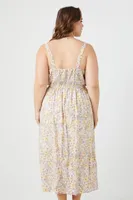 Women's Ditsy Floral Maxi Dress in Ivory, 2X