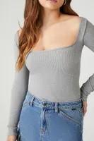 Women's Seamless Fitted Bodysuit in Heather Grey Large