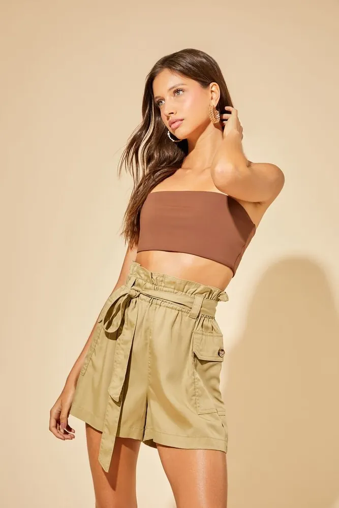 Women's Contour Cropped Tube Top in Chocolate, XL