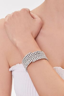 Women's Rhinestone Cuff Bracelet in Silver/Clear