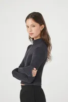 Women's Seamless Ribbed Zip-Up Jacket Black