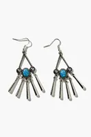 Women's Faux Stone Dreamcatcher Drop Earring Set in Silver/Turquoise