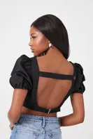 Women's Poplin Cutout Crop Top