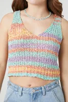 Women's Striped Sweater-Knit Crop Top