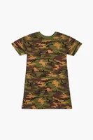 Girls Camo Print T-Shirt Dress (Kids) in Green, 13/14