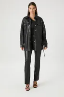 Women's Faux Leather Studded Jacket in Black Small