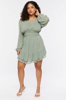 Women's Swiss Dot Mini Dress in Green Haze, 0X