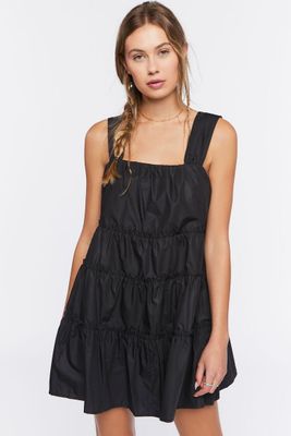 Women's Tiered Ruffle-Trim Mini Dress in Black, XL