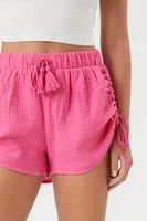 Women's Tassel Drawstring Shorts in Pink Small