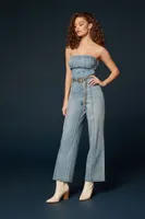 Women's Twill Tube Jumpsuit in Light Denim Medium