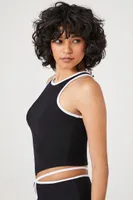 Women's Ringer Cropped Tank Top in Black/White Medium