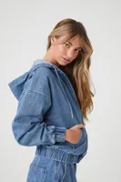 Women's Denim Hooded Jacket in Medium Denim Small