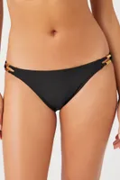 Women's Low-Rise Dual Strap Bikini Bottoms in Black Large