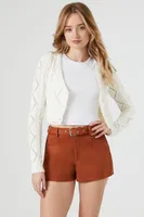 Women's Faux Suede Belted Shorts in Chestnut Medium