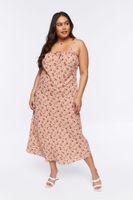 Women's Floral Print Maxi Dress in Blush, 0X