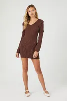 Women's Bodycon Mini Sweater Dress in Chocolate Large