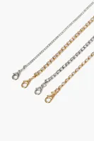 Women's Rhinestone Box Chain Bracelet Set in Gold