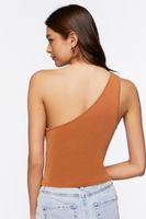 Women's Ruched One-Shoulder Crop Top in Praline Medium