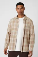 Men Plaid Curved-Hem Shirt